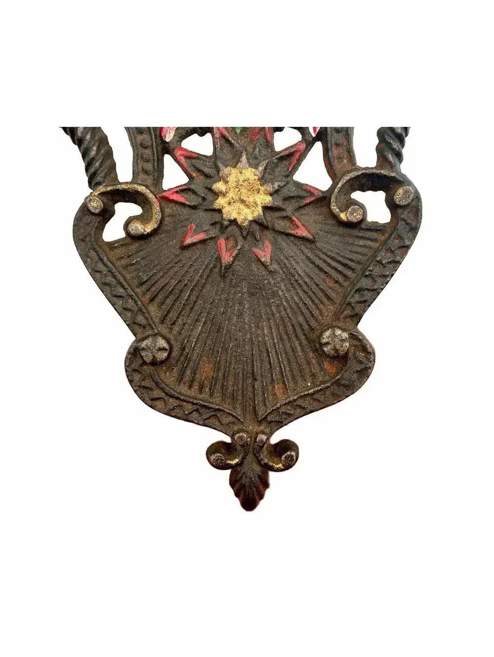 Vintage Wilton Hand Painted Starburst Heart Cast Iron Footed Trivet